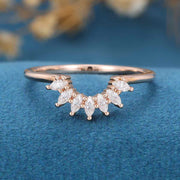 Marquise Shaped Moissanite Curved Wedding Band Mapple Gems